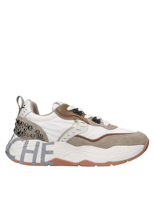 Sneakers in camoscio tessuto e borchie VOILE BLANCHE | CLUB105BEIGE CHIARO-BIANCO